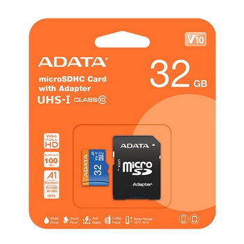 Micro SD 32GB ADATA 100/25 MB/s Cl10 V10 + Adapter Micro SD 32GB ADATA 100/25 MB/s Cl10 V10 + Adapter