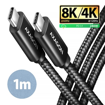 Cable USB4 C-C, M/M, 1m, 8K, AXAGON BUCM4X-CM10AB Cable USB4 C-C, M/M, 1m, 8K, AXAGON BUCM4X-CM10AB