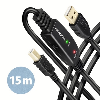 Cable USB2 A-B M/M+Repeater, 15m, AXAGON ADR-215B Cable USB2 A-B M/M+Repeater, 15m, AXAGON ADR-215B