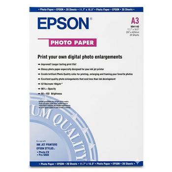 Epson S041142 Photo Paper A3, 20 sheets Epson S041142 Photo Paper A3, 20 sheets